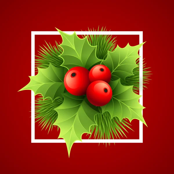 Boże Narodzenie wektor holly z jagód. Ilustracja wektorowa — Wektor stockowy