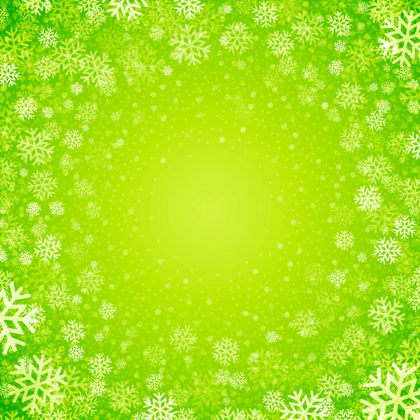 Fondo de Navidad de copos de nieve en colores verdes — Archivo Imágenes Vectoriales