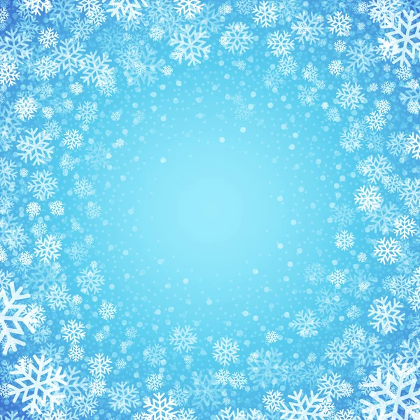 Blauwe achtergrond met sneeuwvlokken. Vectorillustratie — Stockvector