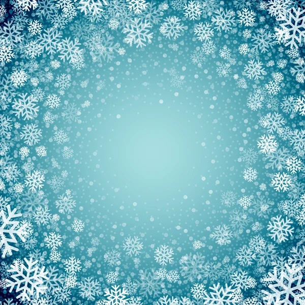 Fond bleu avec flocons de neige. Illustration vectorielle — Image vectorielle