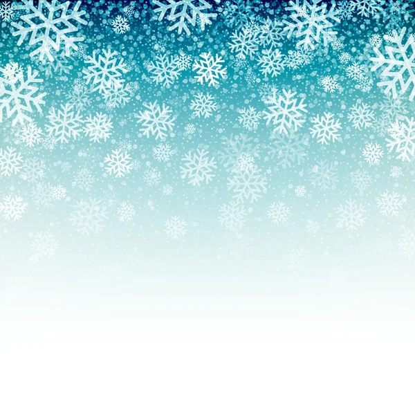 Fondo azul con copos de nieve. Ilustración vectorial — Vector de stock