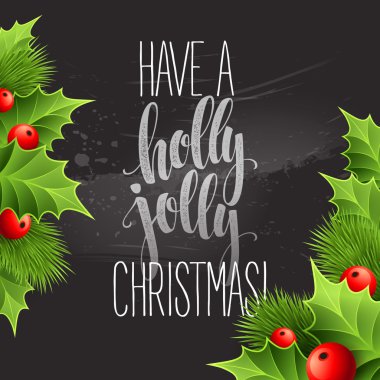 Tebeşir tahtası üzerinde Noel dekorasyonu. Vektör çizim