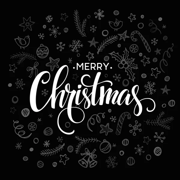 Merry Christmas belettering ontwerp. Vectorillustratie — Stockvector