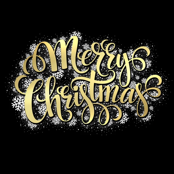 Boldog karácsonyt arany csillogó felirat design. Vektoros illusztráció — Stock Vector