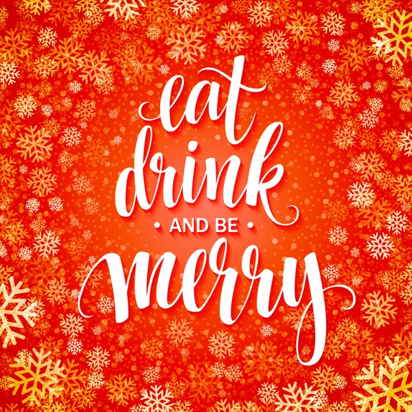 Affiche lettrage Mangez une boisson et soyez joyeux. Illustration vectorielle — Image vectorielle