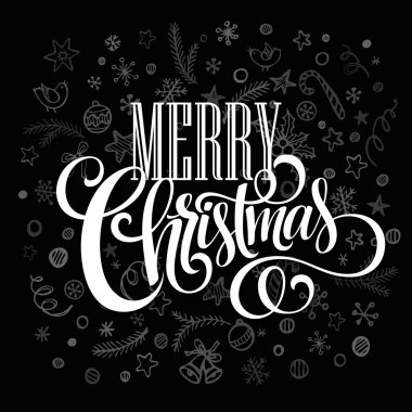 Tebeşir tahtası üzerinde Noel dekorasyonu. Vektör çizim