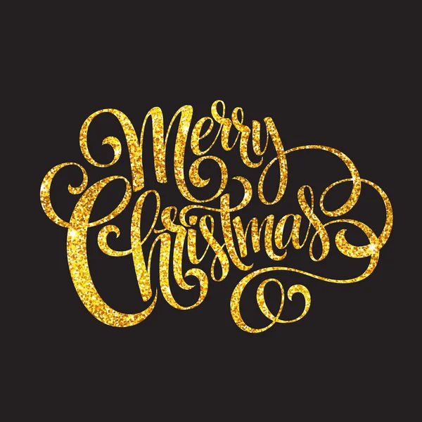 Feliz Natal ouro brilhante lettering design. Ilustração vetorial — Vetor de Stock