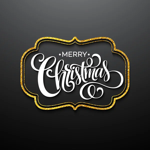 Feliz Natal ouro brilhante lettering design. Ilustração vetorial —  Vetores de Stock