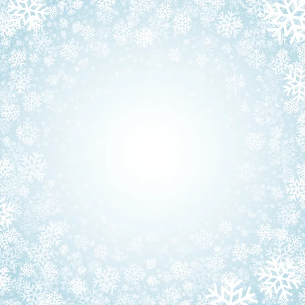 Blauwe achtergrond met sneeuwvlokken. Vectorillustratie — Stockvector