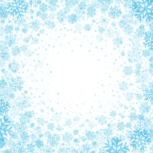 Fondo azul con copos de nieve. Ilustración vectorial — Archivo Imágenes Vectoriales