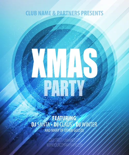 Christmas night party poster or flyer. Vector illustration — Stock Vector