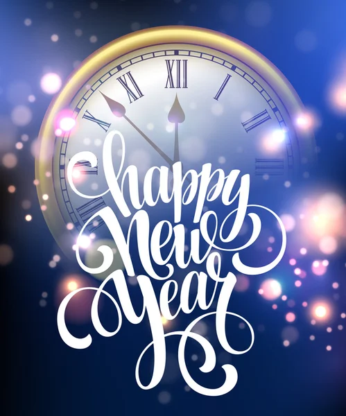 Vektor 2016 boldog új évet háttér óra. Vektoros illusztráció — Stock Vector