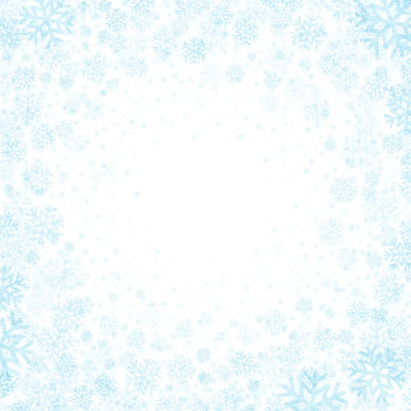 Fondo azul con copos de nieve. Ilustración vectorial — Vector de stock