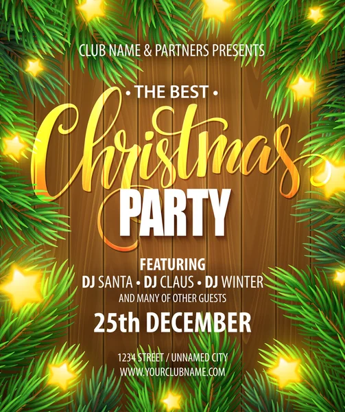 Christmas Party poster design template. Vector illustration — Stock Vector