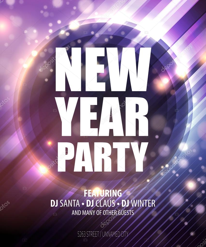 New year and Christmas party poster template. Vector illustration