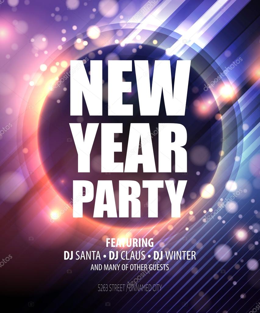 New year and Christmas party poster template. Vector illustration