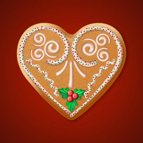 Ornate realistic traditional Christmas gingerbread — Stock Vector