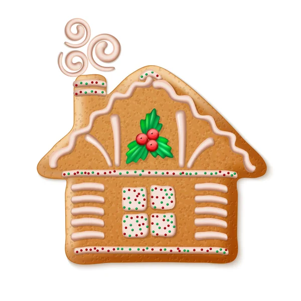 Adornar pan de jengibre tradicional realista de Navidad — Vector de stock