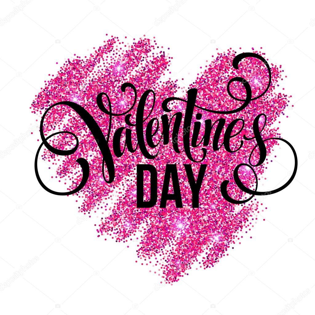 Sparkle glitter Valentines Day heart. Vector illustration