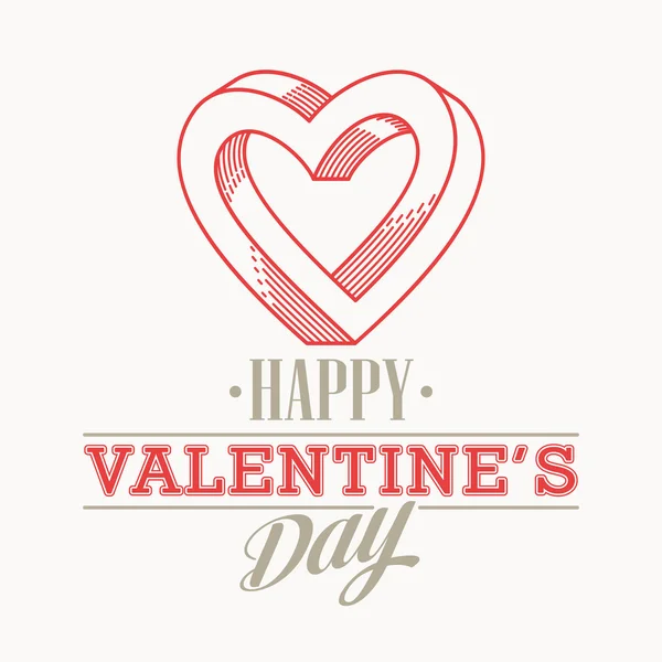 Retro San Valentino card vith linea icona del cuore. Illustrazione vettoriale — Vettoriale Stock