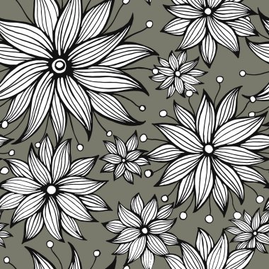 Sorunsuz çiçek doodle arka plan deseni. Vektör çizim