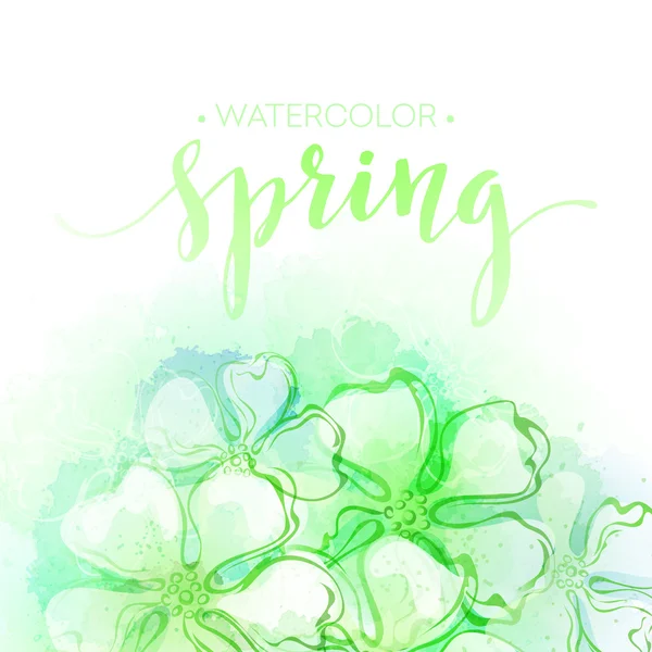 Fundo de flor de primavera aquarela. Ilustração vetorial — Vetor de Stock