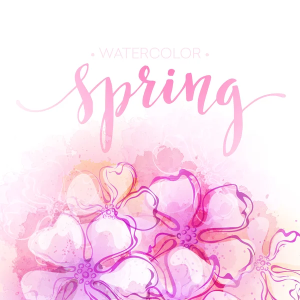Watercolor spring flower background. Vector illustration — Stock Vector