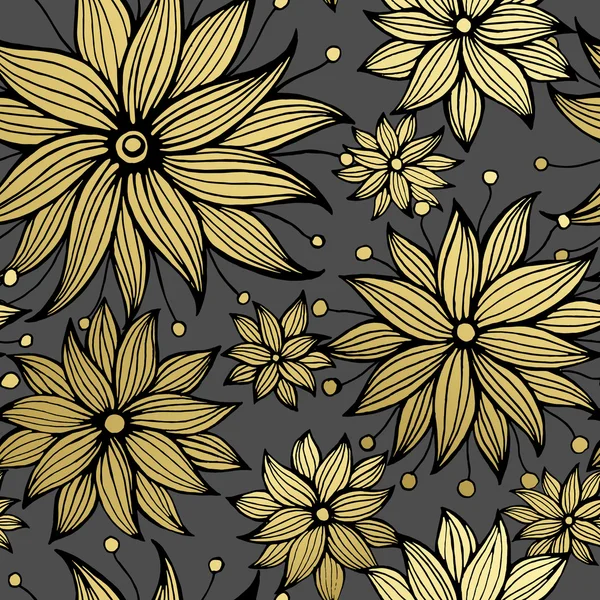 Floral motif sans couture doré. Illustration vectorielle — Image vectorielle