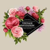 Картина, постер, плакат, фотообои "vintage greeting card with blooming flowers. vector illustration", артикул 95301484