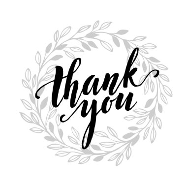 Kart şablonu el ile çizilmiş yaprak sınır ve el Tahank mesaj yazılı. Vektör çizim