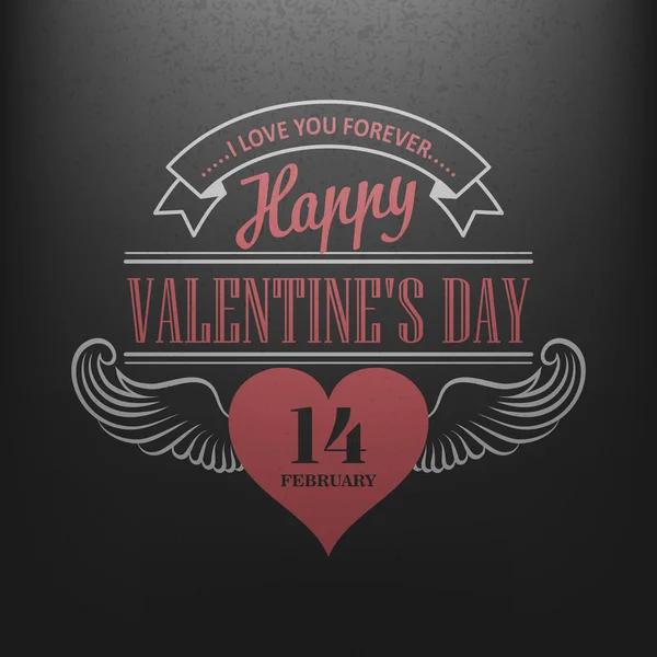 Typografie-Postkarte glücklicher Valentinstag auf einer Tafel. Vektorillustration — Stockvektor