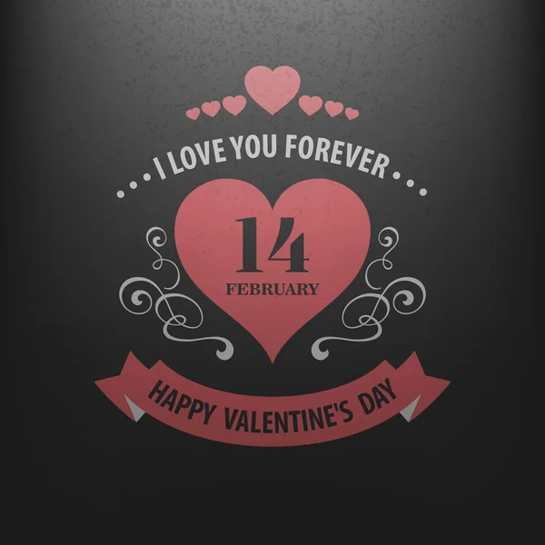 Typography Postcard Happy Valentine Day on a chalkboard. Vector illustration — Stockvector