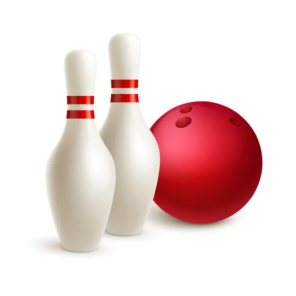 Kegel- und Bowlingball verstreut. Vektorillustration — Stockvektor