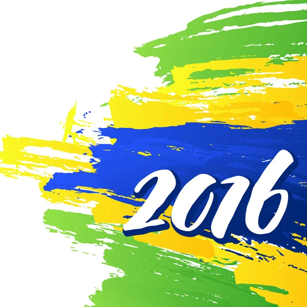 Kolory tła brazylijski flagi z napisem 2016. Ilustracja wektorowa — Wektor stockowy