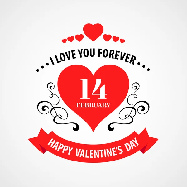 Happy Valentine Day Typographical Background. Vector illustration — Stock Vector