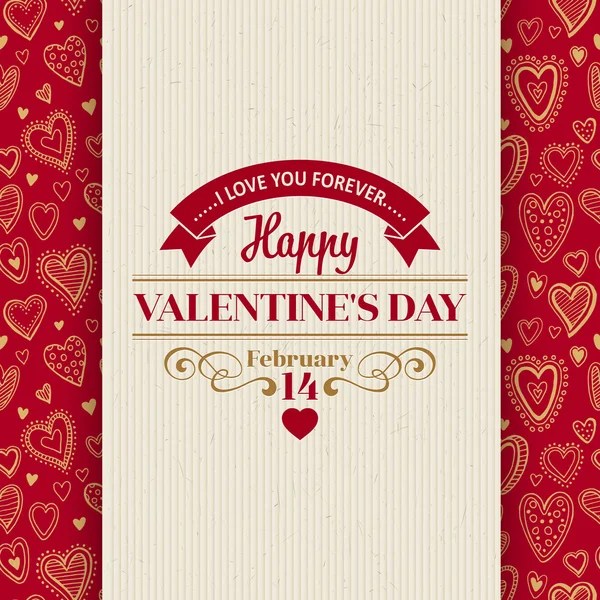 Valentines Day Typography Greeting Card  over — Stock Vector