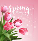 Szöveg tavaszi tulipán virág. Vektoros illusztráció