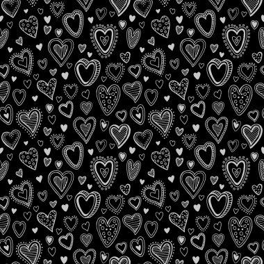 Chalk hearts  sketch seamless texture. Vector illustration