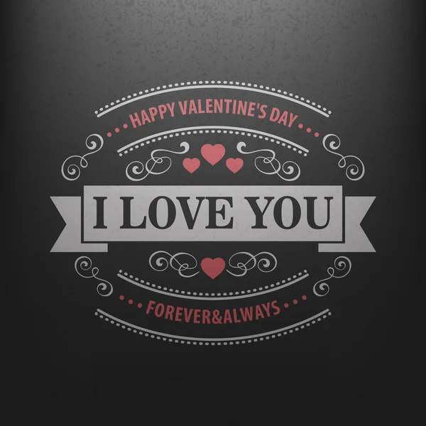 Typography Postcard Happy Valentine Day on a chalkboard. Vector illustration — Διανυσματικό Αρχείο