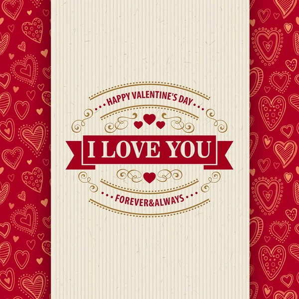 Valentines Day Typography Greeting Card  over — Stok Vektör