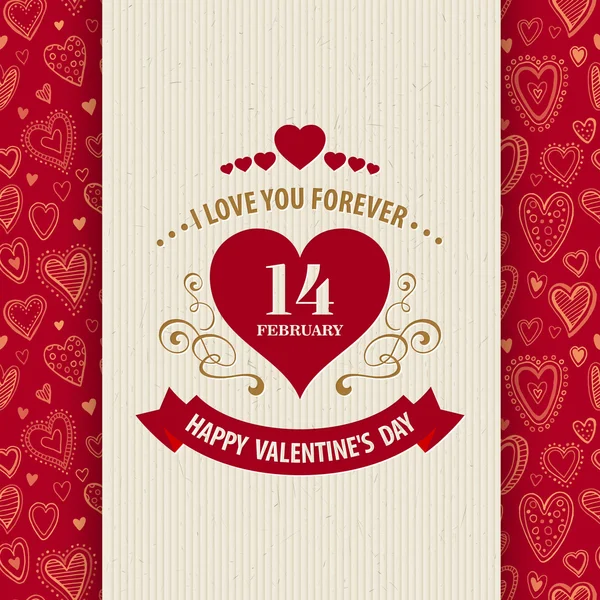 Valentines Day Typography Greeting Card  over — Stok Vektör