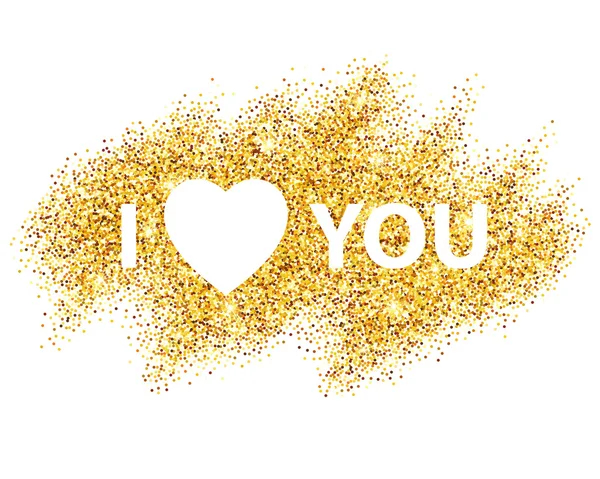 Je t'aime le message et la conception de paillettes d'or de coeur. Illustration vectorielle — Image vectorielle