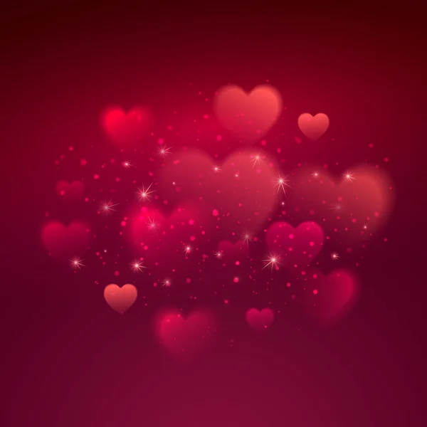 Shiny hearts bokeh Valentine day background. Vector illustration — Stock Vector