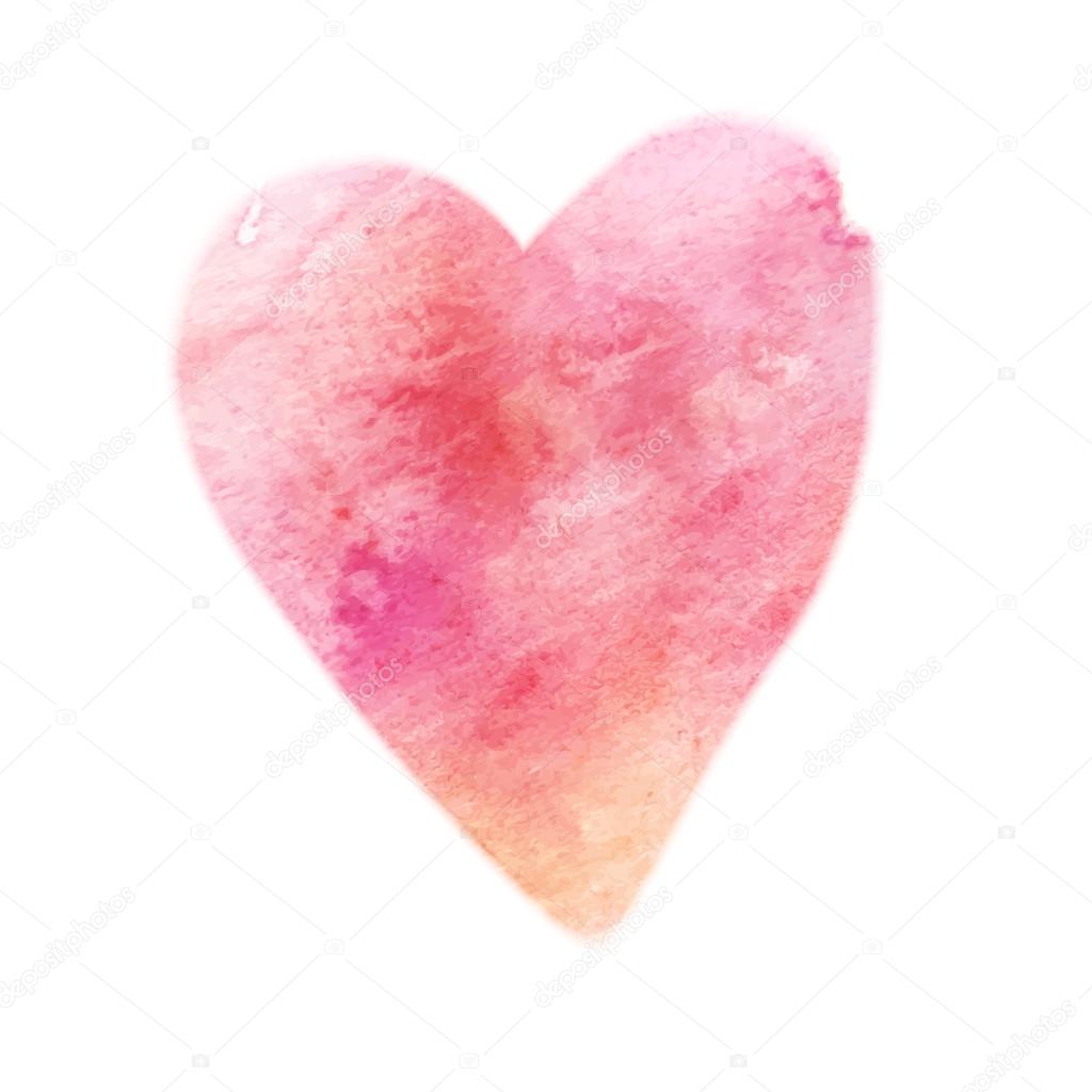 Watercolor painted pink hear. Vector element for your design