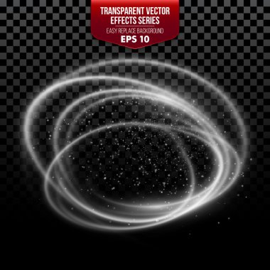 Trail with particles. Transparent effects. Vector illustration