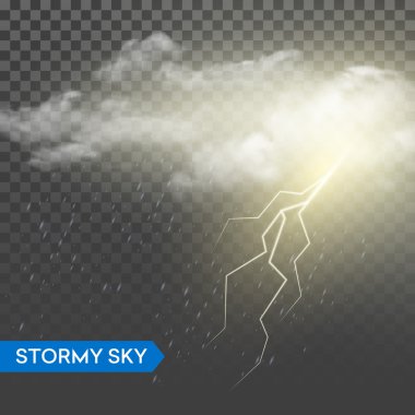 Storm lightning bolt. Isolated on transparentbackground. Vector illustration