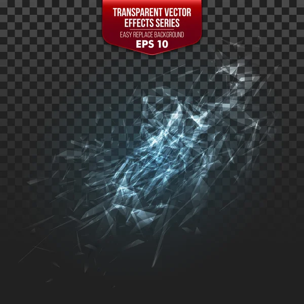 Transparent broken glass on transparent background. Vector illustration — Stockvector