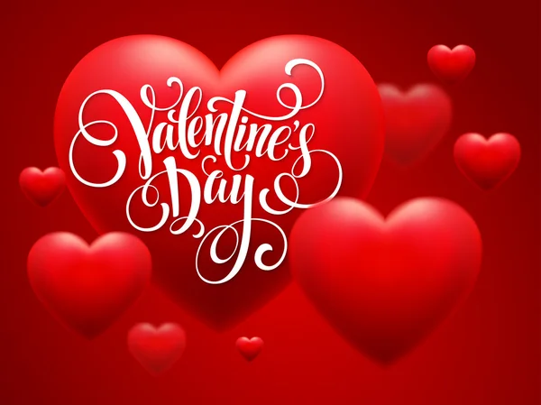 Red  Blur Hearts Valentine day background. Vector illustration — Stock Vector