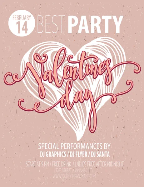 Valentines Day Party ulotki. Ilustracja wektorowa — Wektor stockowy