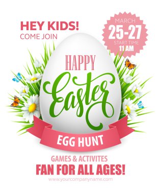 Easter Egg Hunt  poster. Vector illustration clipart